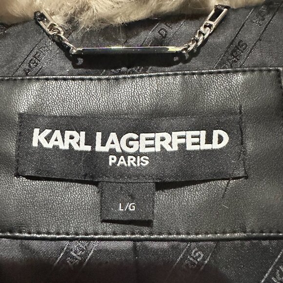 Karl Lagerfeld Paris Snow Leopard Faux Fur Coat Size Large Runs small Medium Fit - Picture 10 of 13